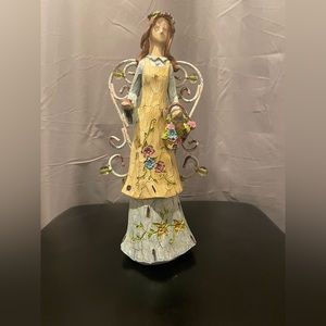 Tii Collection Resin Woodland style Angel with Basket of Flowers. Like New.